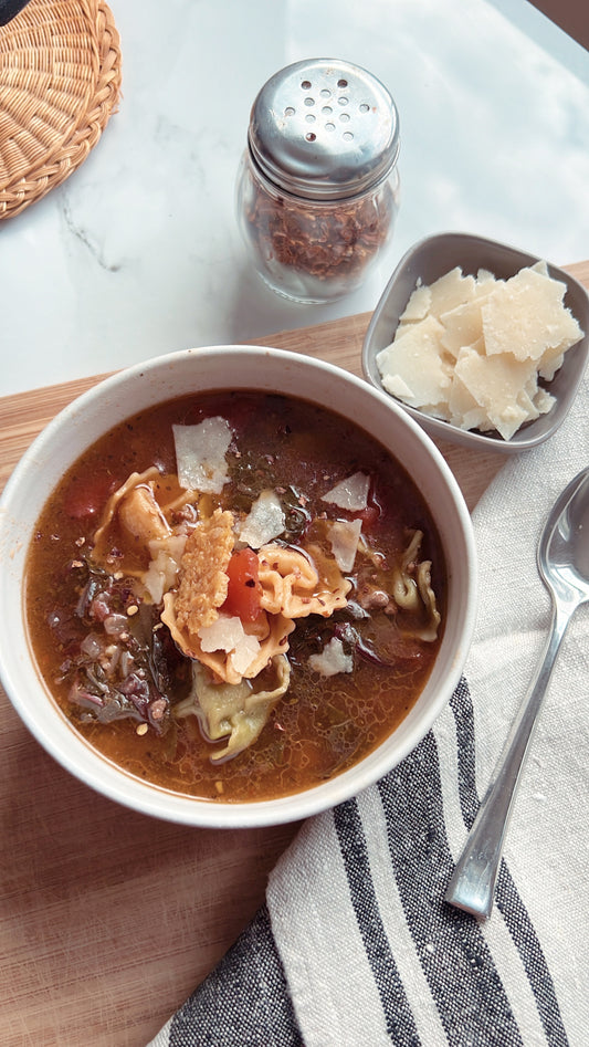 Savoury Beef and Tortellini Soup