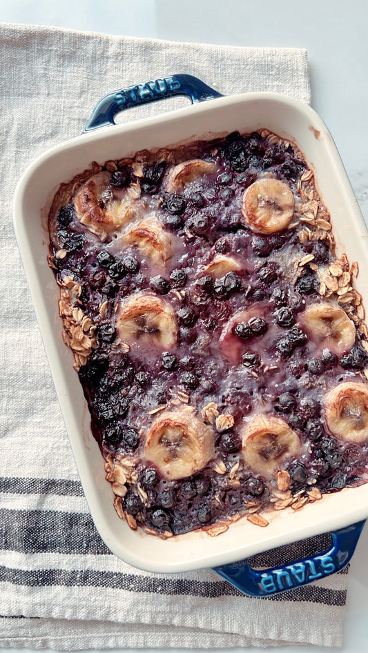 Baked Blueberry & Banana Protein Oatmeal