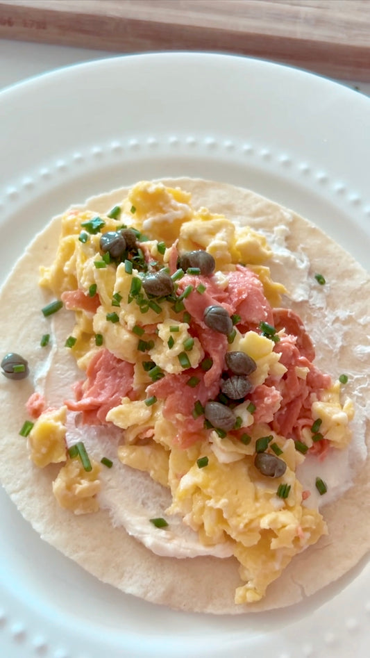 Smoked Salmon Scramble Breakfast Wrap